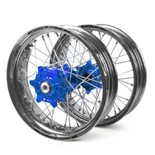 Haan/SM Pro Platinum Yamaha WR250/450F 02-19 Silver/Blue Non Cushed Motard Wheel Set