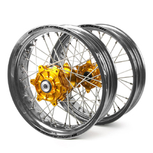 Haan/SM Pro Platinum Yamaha WR250/450F 02-19 Silver/Gold Non Cushed Motard Wheel Set
