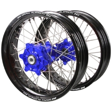 Haan/SM Pro Platinum Yamaha WRF 20-24 Black/Blue Cush Drive Motard Wheel Set