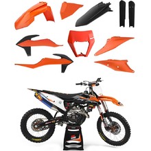Ninetwo Decals KTM 125-500EXC/EXC-F 20-22 Orange Black w/ White BGS Graphics Kit & Polisport OEM 20 Plastics Kit