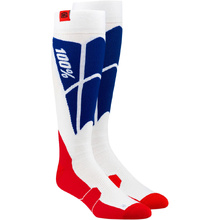 100% Percent Hi Side White/Blue Performance Socks
