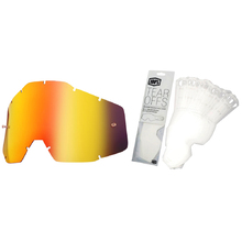 100% RaceCraft, Accuri & Strata Red Mirror Lens + 20pk Tearoffs Kit