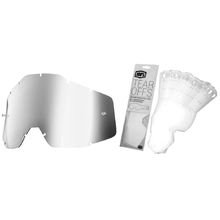 100% RaceCraft, Accuri & Strata Silver Mirror Lens + 20pk Tearoffs Kit