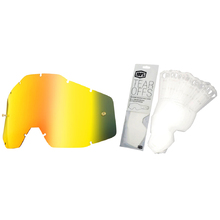 100% RaceCraft, Accuri & Strata Gold Mirror Lens + 20pk Tearoffs Kit