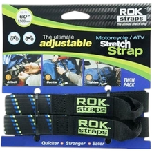 ROK Straps Adjustable 60" Black/Blue/Green Motorcycle Twin Pack