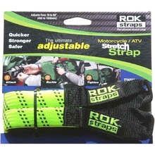 ROK Straps Adjustable 60" Black/Hi-Vis Green Motorcycle Twin Pack