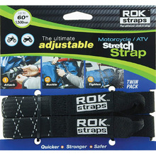 ROK Straps Adjustable 60" Black/Reflective Motorcycle Twin Pack