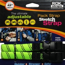 ROK Straps Adjustable 42" Black/Hi-Vis Green Pack Strap Twin Pack
