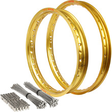 Excel Suzuki RMZ250/450 05-27 21"/19" Gold Takasago Rim Set & Bulldog HD Spokes