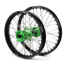 SM Pro/Excel A60 Kawasaki KX250/450F 06-20 21"/19" Black/Green Wheel Set