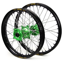 SM Pro/Excel Takasago Kawasaki KX250/450F 06-20 21"/19" Black/Green Wheel Set