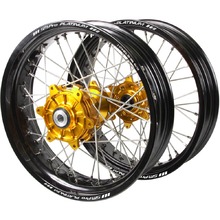 SM Pro Platinum Suzuki DRZ400E 00-24 Black/Gold Cushed Motard Wheel Set
