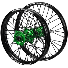 SM Pro Platinum Kawasaki KX250/450X 21-26 21"/18" Green/Black Wheel Set