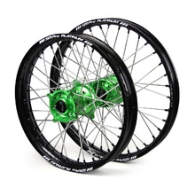 SM Pro Platinum Kawasaki KX250/450F 06-20 21"/19" Black/Green Wheel Set