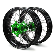 SM Pro Platinum Kawasaki KLX450R 07-24 Black/Green Non Cushed Motard Wheel Set