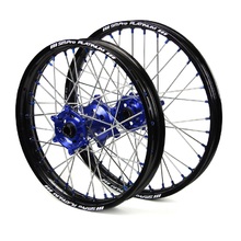 SM Pro Platinum Yamaha YZ250/450F 02-26 21"/19" Black/Blue Wheel Set