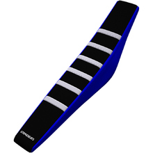 Strike Seats Yamaha PW50 85-25 Gripper Ribbed White/Black/Blue Seat Cover