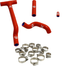 Samco Beta RR200 2T 20-25 Thermostat Bypass Red Radiator Hose and Clip Kit Combo