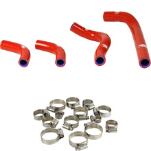 Samco Honda CRF250R 03-09 CRF250X 04-17 Red Radiator Hose and Clip Kit Combo