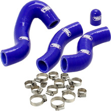 Samco Husqvarna FE450/501 14-16 Thermostat Bypass Blue Radiator Hose and Clip Kit Combo