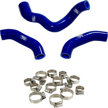 Samco Husqvarna FE450/501 20 Thermostat Bypass Blue Radiator Hose and Clip Kit Combo