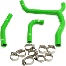 Samco Kawasaki KX250F 25-27 'Y' Piece Race Design Green Radiator Hose and Clip Kit Combo