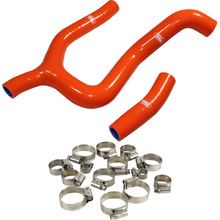 Samco KTM 250 SXF 19-22 'Y' Piece Race Design Orange Radiator Hose and Clip Kit Combo