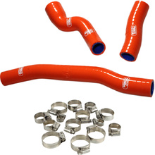 Samco KTM 250-300 EXC 20-23 Thermostat Bypass Orange Radiator Hose and Clip Kit Combo