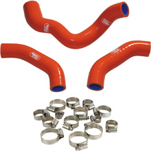Samco KTM 450/500EXCF 20 Thermostat Bypass Orange Radiator Hose and Clip Kit Combo