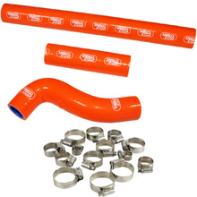 Samco KTM 250/300EXC TPI 18-19 Thermostat Bypass Orange Radiator Hose and Clip Kit Combo