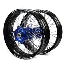 Talon/SM Pro Platinum Yamaha YZ125/250 02-25 Black/Blue Non Cushed Motard Wheel Set